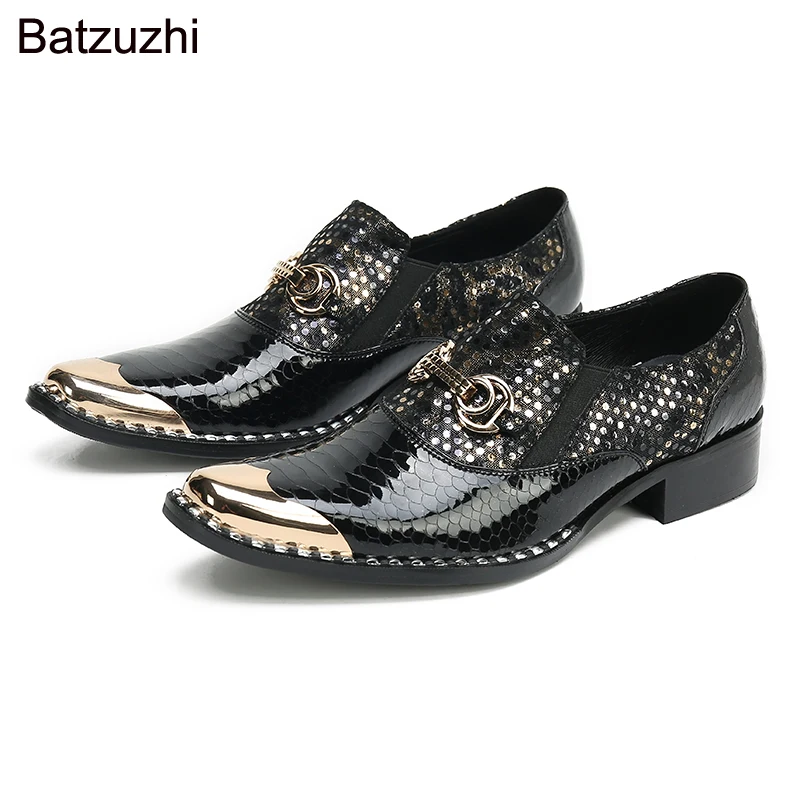 

Batzuzhi Italian Type Mens Shoes Vintage Metal Pointed Toe Chaussure Homme Luxury Male Formal Party Flats Shoes Wedding Shoes