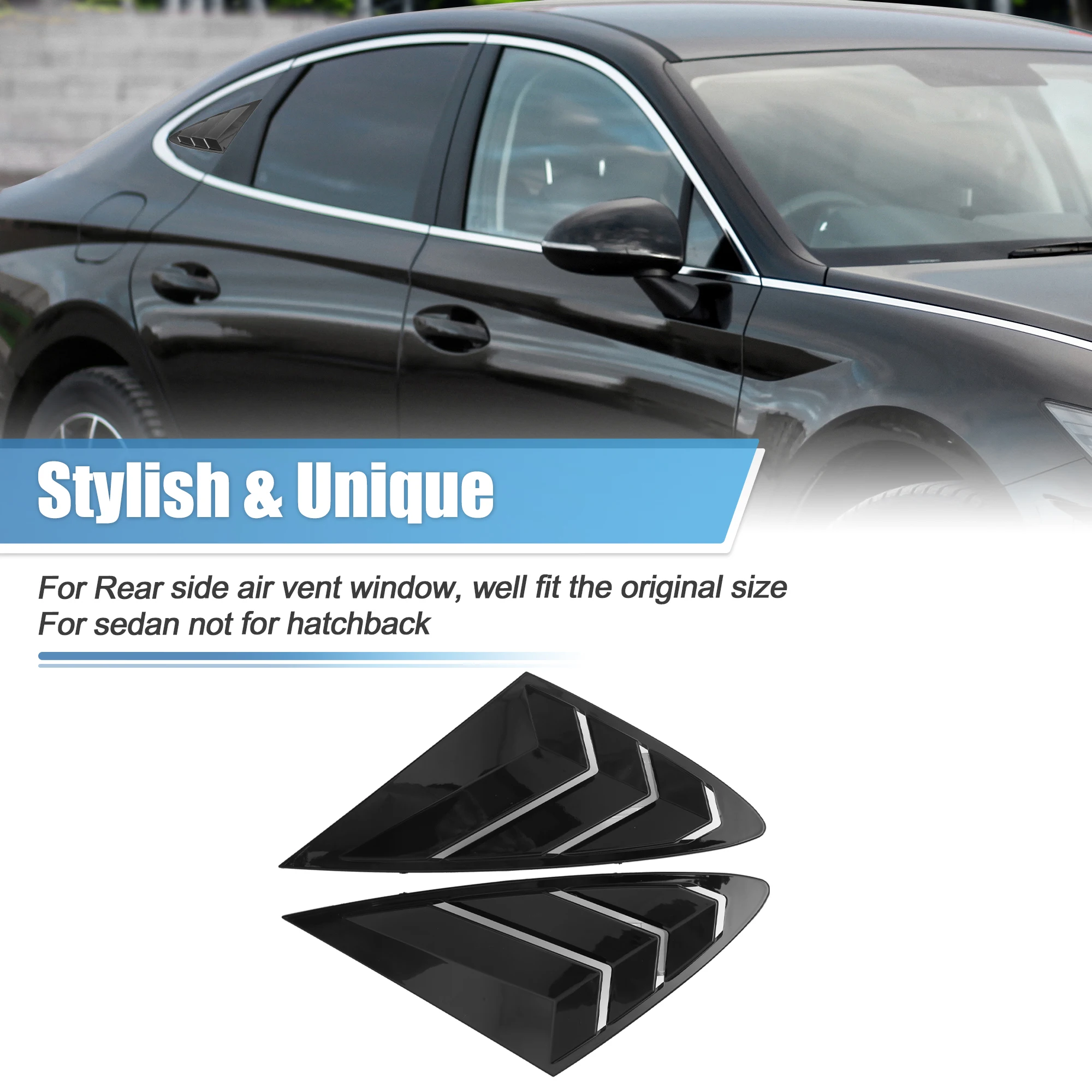 Uxcell 1คู่สำหรับ Hyundai Sonata DN8 20-22ด้านหลังบาน Shades สีดำด้านนอกส่วนประกอบ