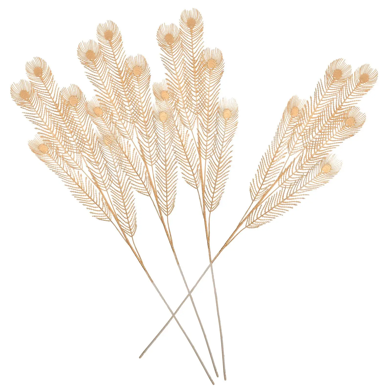

4pcs Golden Simulation Leaf Branches Fake Flowers DIY Crafts Wedding Centerpieces Home Decor Artificial Plants Stylish Table