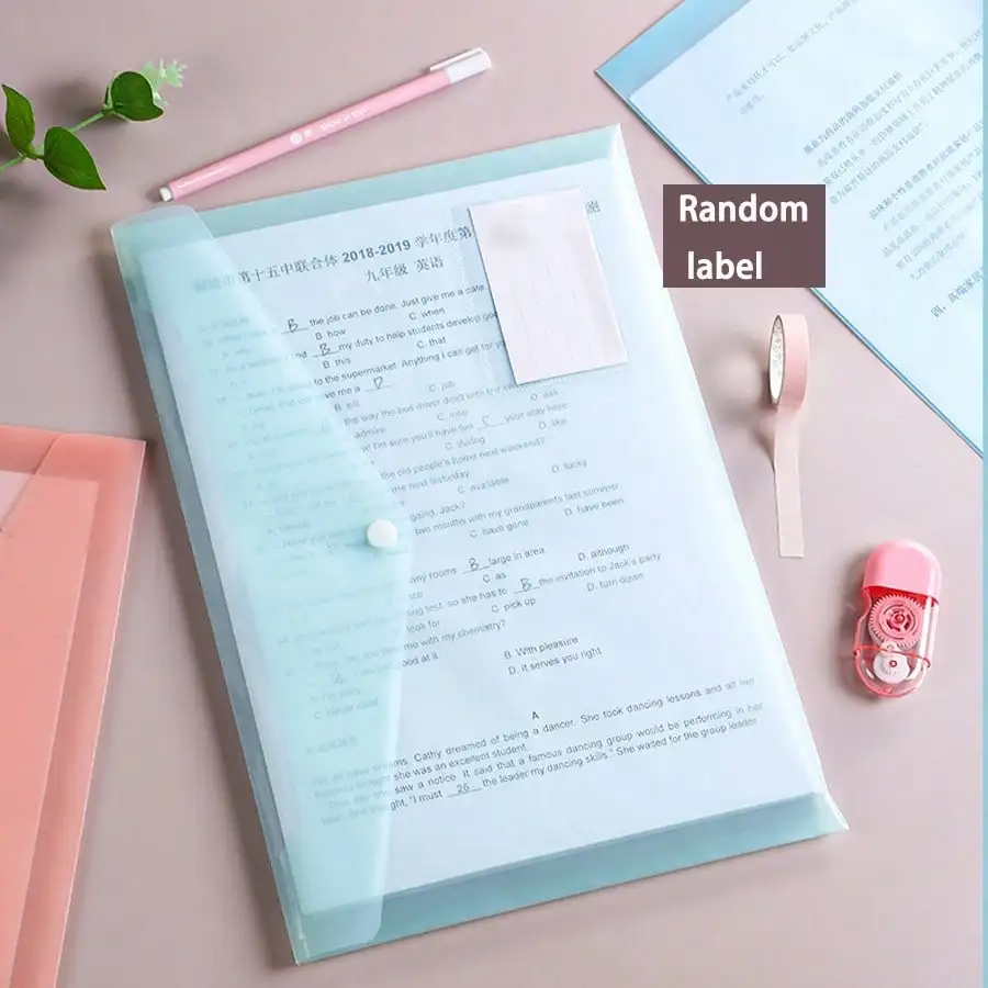 10/5 A4 Transparent Polypropylene File Folder, Slim Design, Easy To Carry, With Snap Closure, Durable And Waterproof Document Organizer, Available In Various Macaron Colors, Suitable For Student And Office Use, School Folder SS25090466155044910