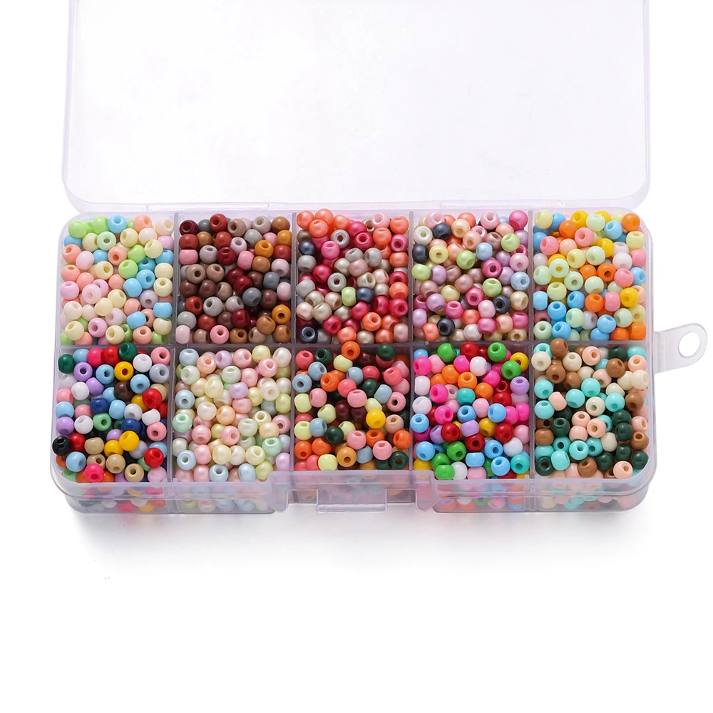 100 قطعة/الوحدة 4 مللي متر بلون الزجاج الأرز الخرز الجولة البذور الخرز لصنع المجوهرات سوار ذاتي الصنع القرط مطرز اكسسوارات #3