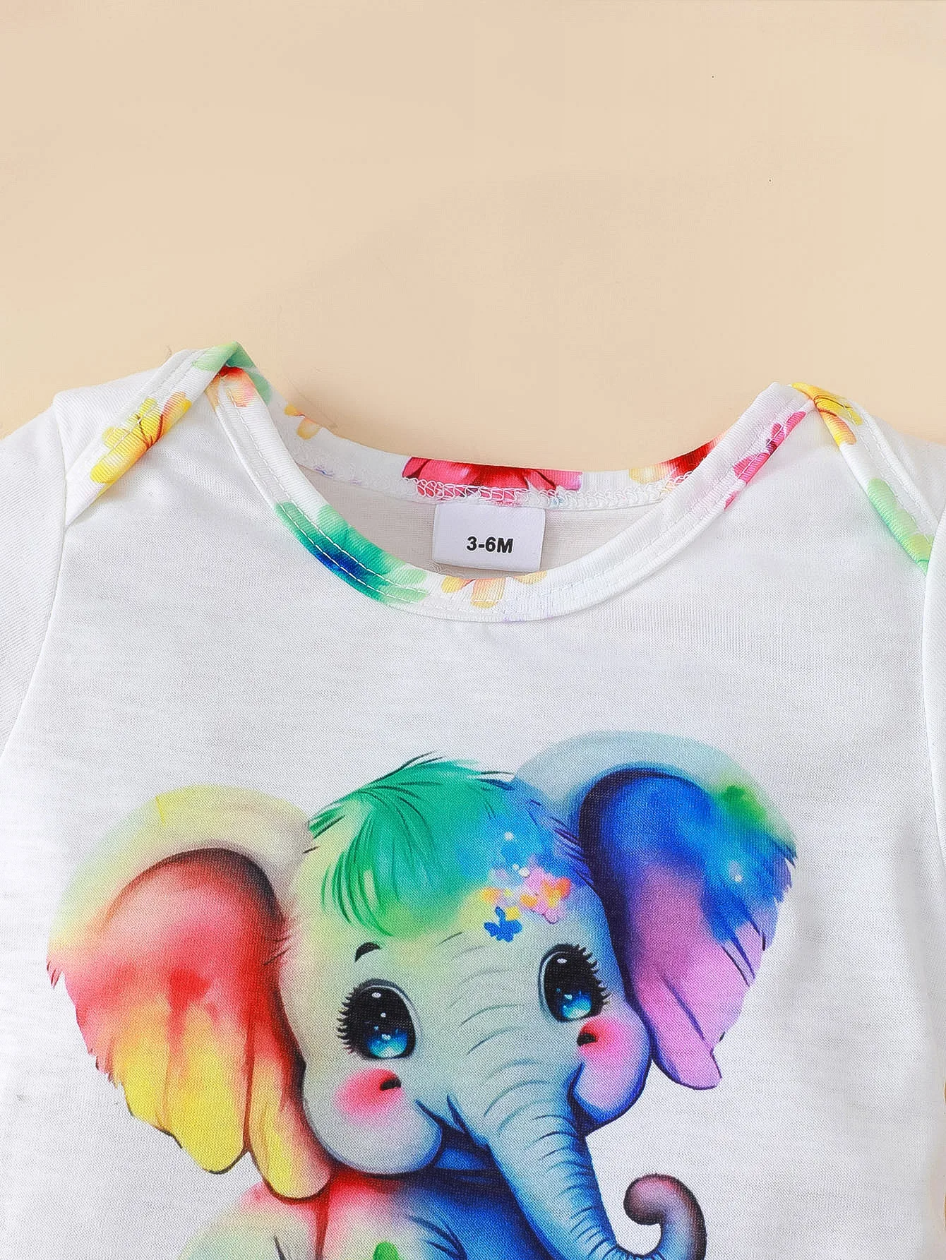 Children\'s clothing Girl Cartoon Cute Colored Elephant+Headband and Printed Shorts Suitable Babies Aged 0-2 Summer Fashion Set