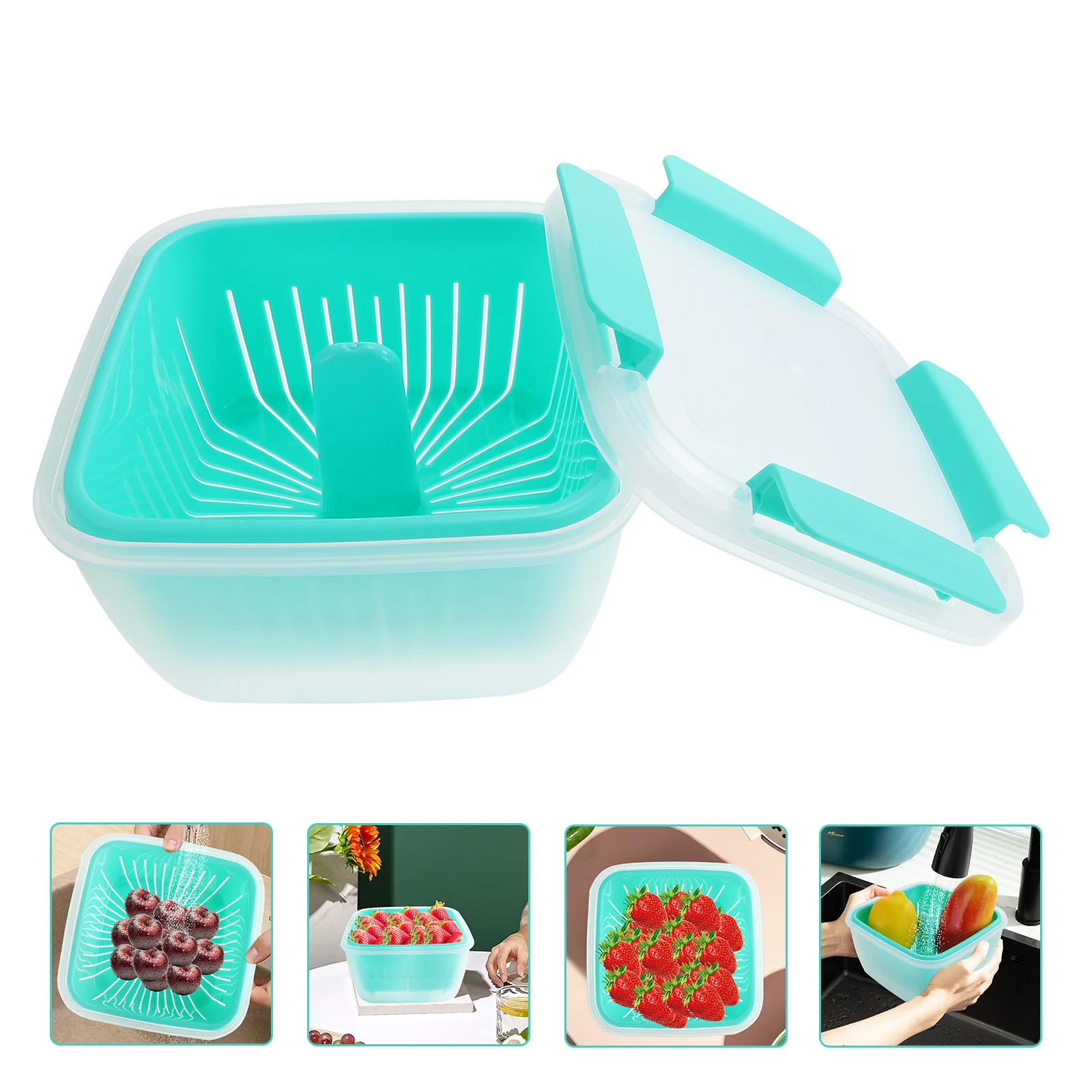 

Drain Refrigerator Fresh Boxes Lettuce Keeper Food Box For Fruits Vegetables Garlic Storage Container With Drainage Design Water