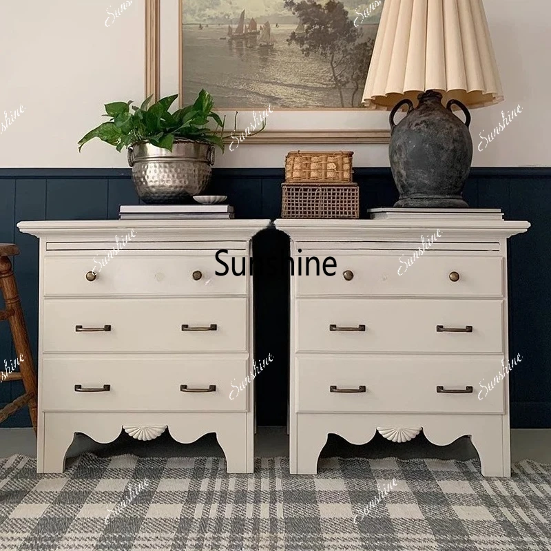 

French Cream Wind Bedside Table Bedroom Small Storage Bedside Cabinet