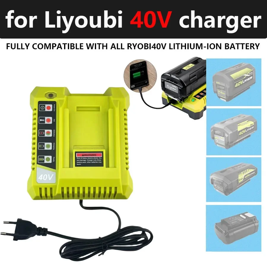 OP401 Lithium-Ion Battery Charger for Ryobi 40V Li-ion Battery OP4050A OP4015 OP4026 OP4030 OP4040 OP4050 OP400A OP403A ZROP401