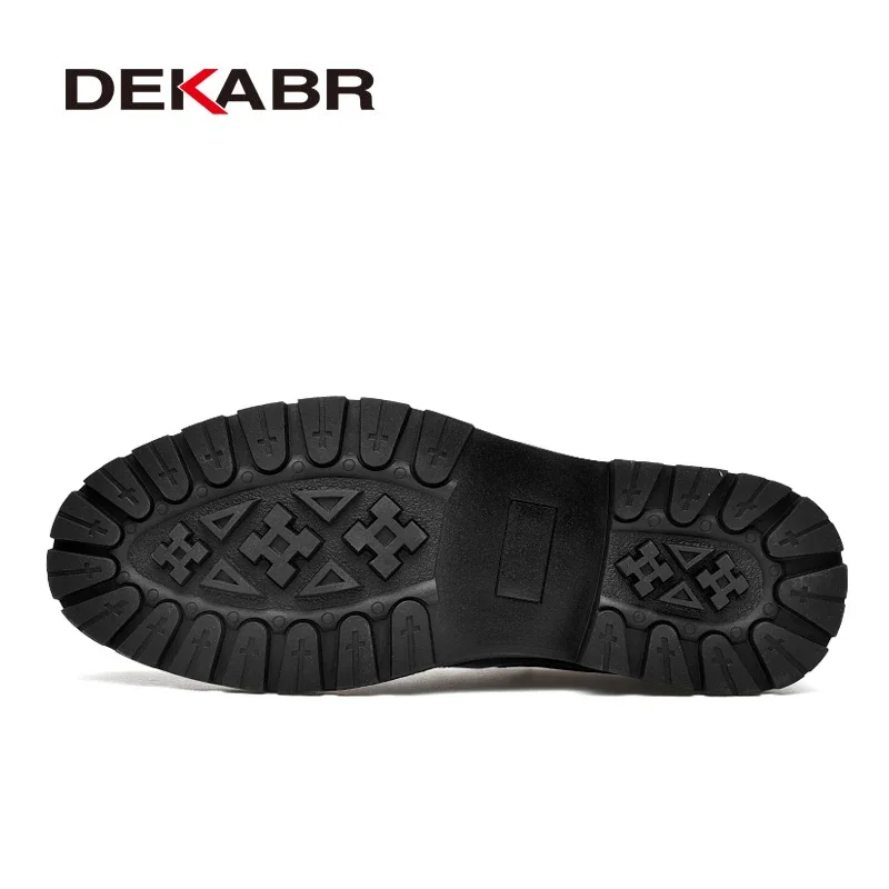 DEKABR Brand Men Casual Shoes Split Leather Breathable Men\'s Slip On Flats Work Shoes For Men Handmade High Top Shoes