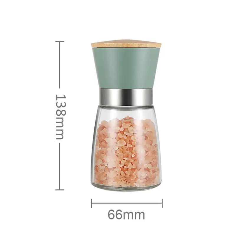 PP Manual Salt Pepper Grinder,Standard Food Grade ABS Pepper Mill,With Wood Lid,Adjustable Thickness Ceramic Core,Spice Shakers