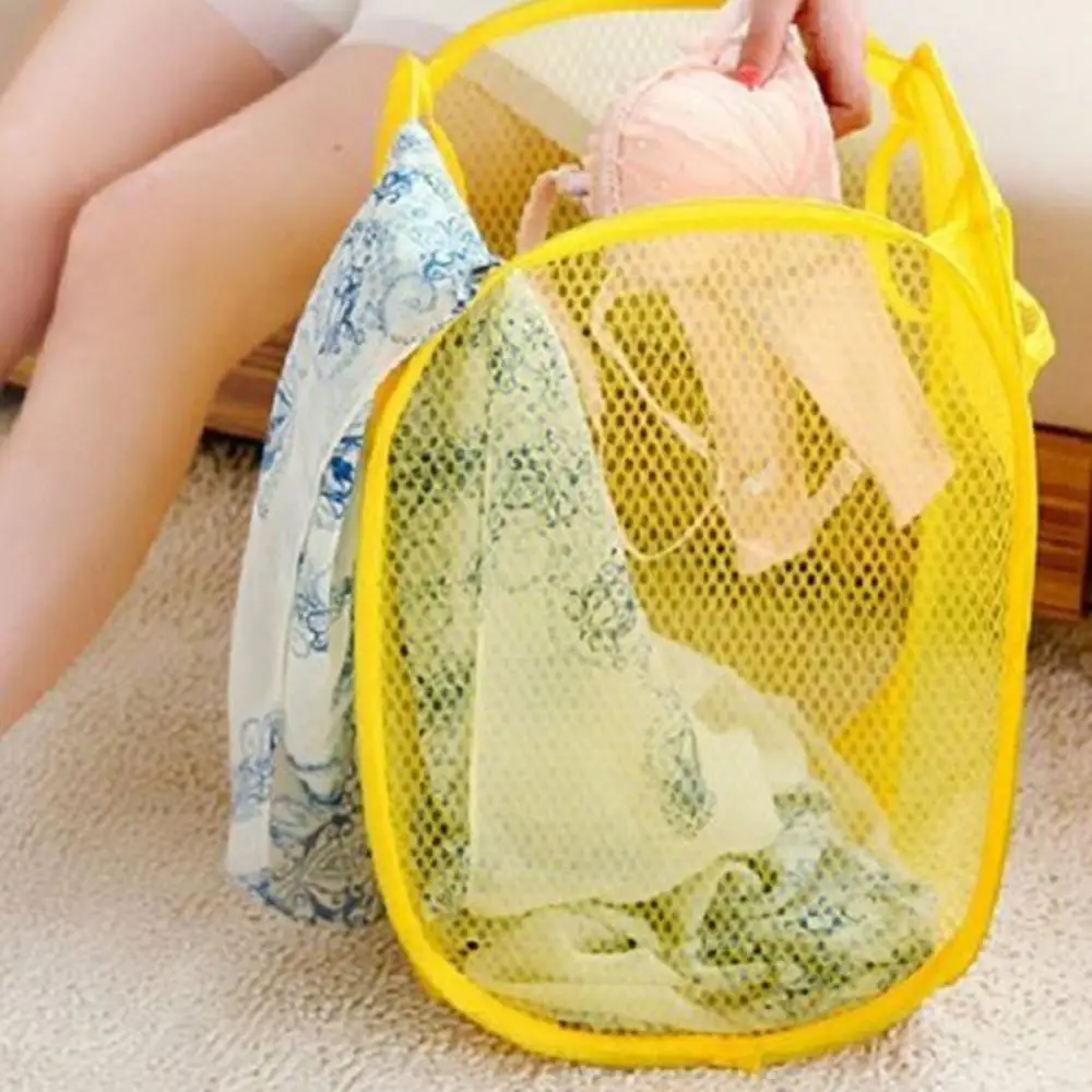 Basket Bag Bin Hamper Storage Laundry Bag Pop Up Mesh Washing Foldable Laundry