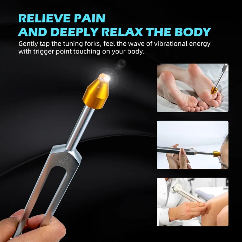 【Must-Haves】Tuning Forks For Healing, Aluminum Alloy Tuning Fork 128Hz, 136.1Hz, 256Hz, 384Hz, Hockey Puck Activator & Gem Feet