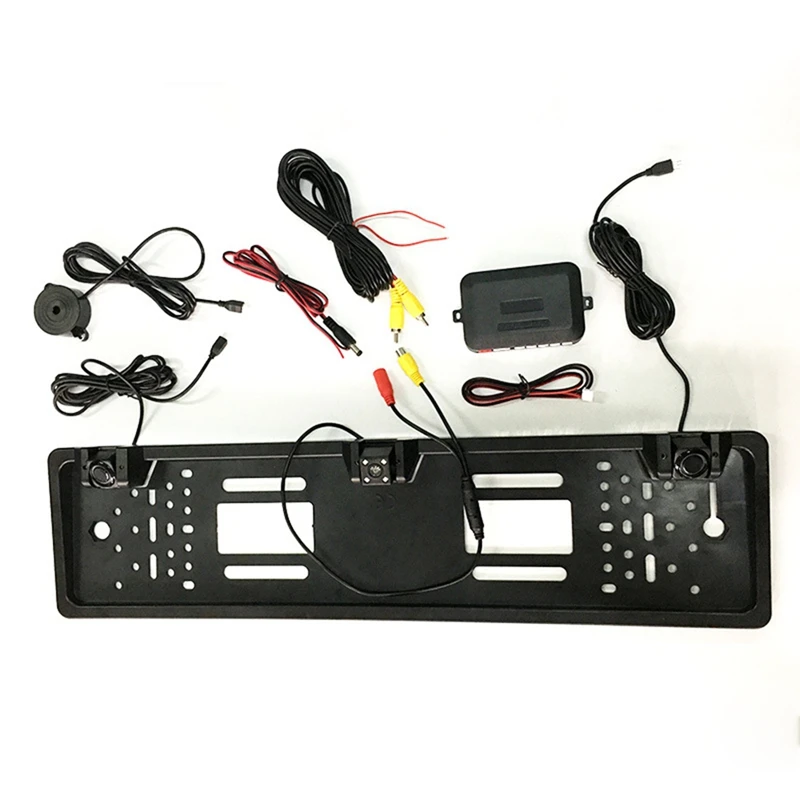 12V 4/8 LED Car Rear View Camera With Radar Sensor For Parking European License Plate Holder Frame Universal Accessories