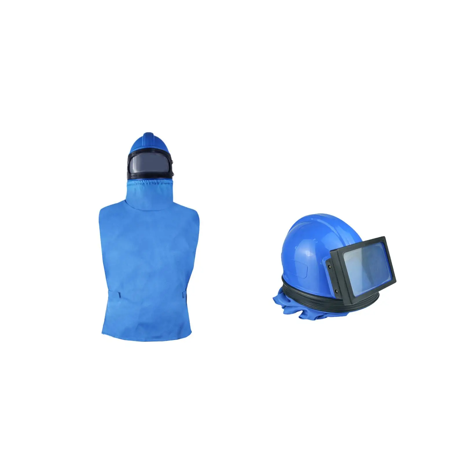 Sandblast Helmet with Cloak Dustproof Double Layer Lens Design Sandblasting Hood for Grinding Sanding Spraying Work Sandblasting