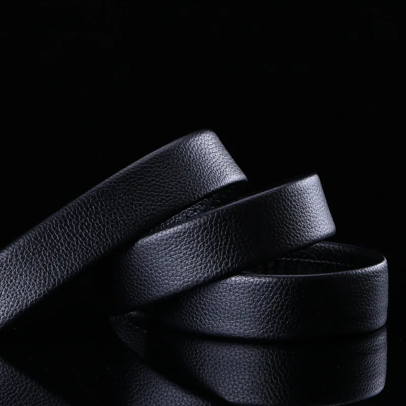 男性用フルグレインレザーベルト,デラックス本革,バックルなし,リボンストラップ,自動