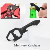 Multi-use Keychain Portable Stainless Steel Keyring Bottle Opener Wrench Screwdriver Measuring Ruler Outdoor Key Holder for Men