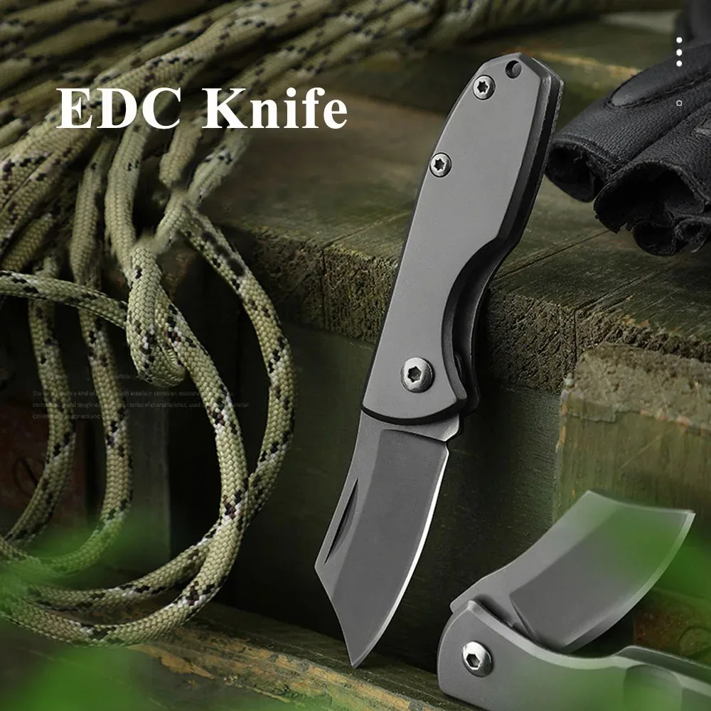 1pc Stainless steel EDC outdoor pocket knife，Portable keychain knife，Multi -purpose camping cutting knife，kitchen fruit knife