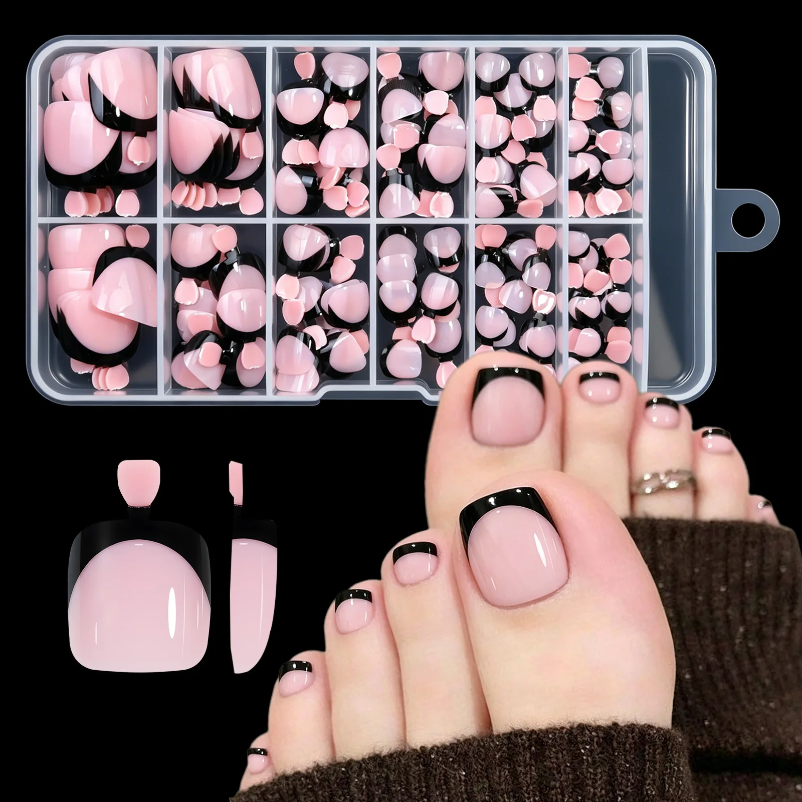 120pcs Solid Color French Short Square False Nails Acrylic Multicolor Almond Nail Tips Full Cover Manicure Fake Toe Nails