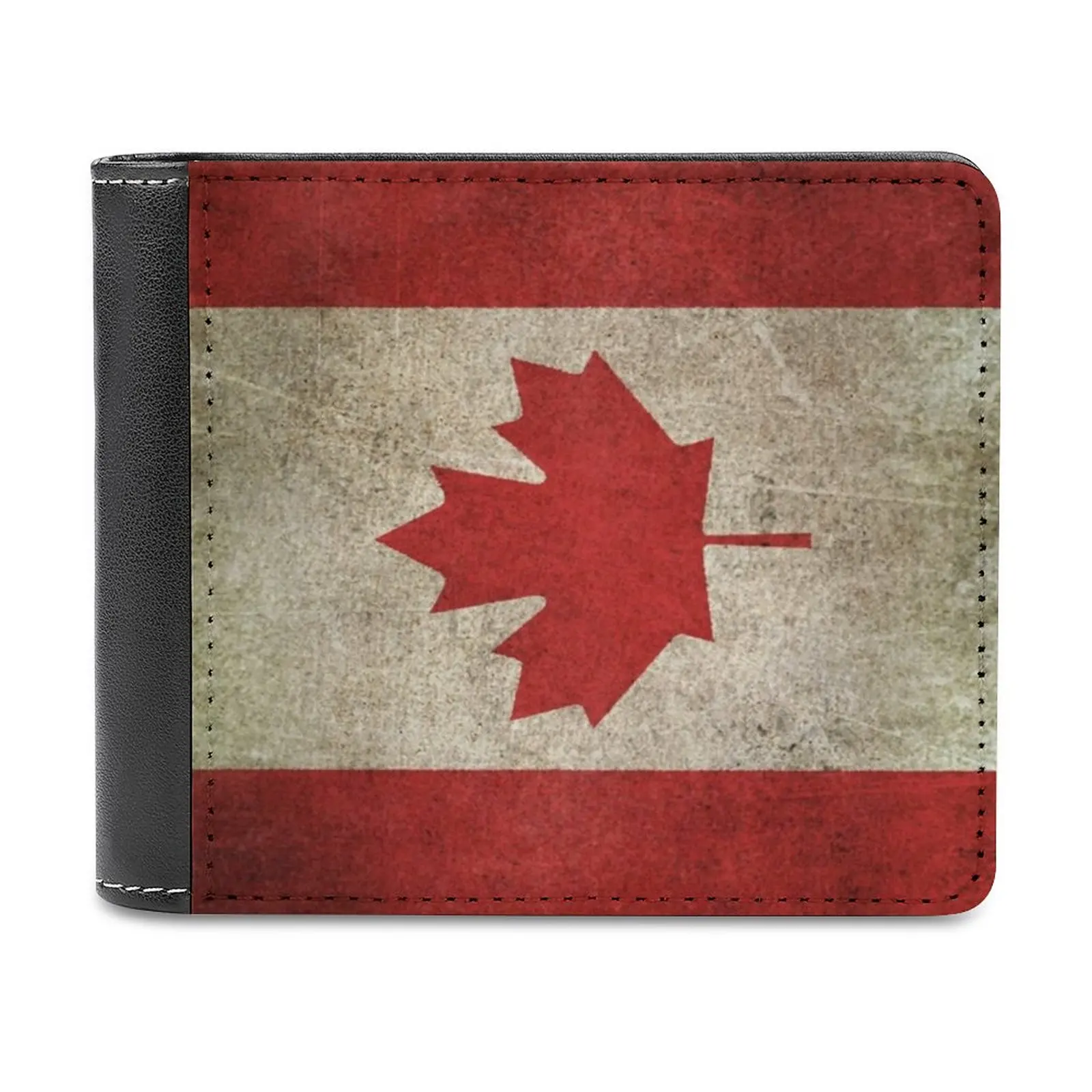 Old And Worn Distressed Vintage Flag Of Canada New Men Wallets Pu Leather Men Purse High Quality Male Wallet Vintage Canadian