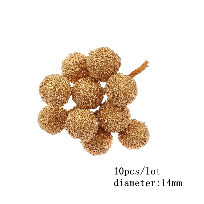8/10/12/90/144 Stück gemischte künstliche Blumen, Kirschstempel, Beeren, Bündel, DIY, Kuchen, Weihnachten, Hochzeit, Geschenkbox, Kranz, Dekoration, Gold – Detail 6