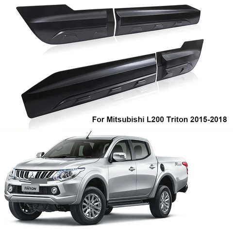 Матовая черная накладка на кузов для Mitsubishi Triton L200 2015-2023, боковые молдинги дверей, 4 шт., защита для двойной кабины, аксессуары для автомобиля