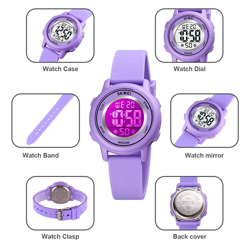 SKMEI Waterproof Alarm Kids Watches montre enfant Boys Girls Sport Kids Watch Colorful Led Children Digital Wristwatches 1721