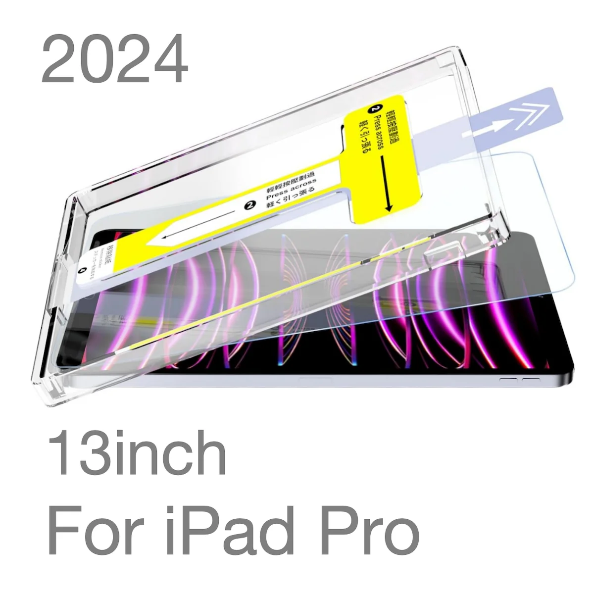 2024 For iPad Pro 13  13Inch 13in Inch Tempered Glass Screen Protector Easy Install Auto-Dust Removal Kit