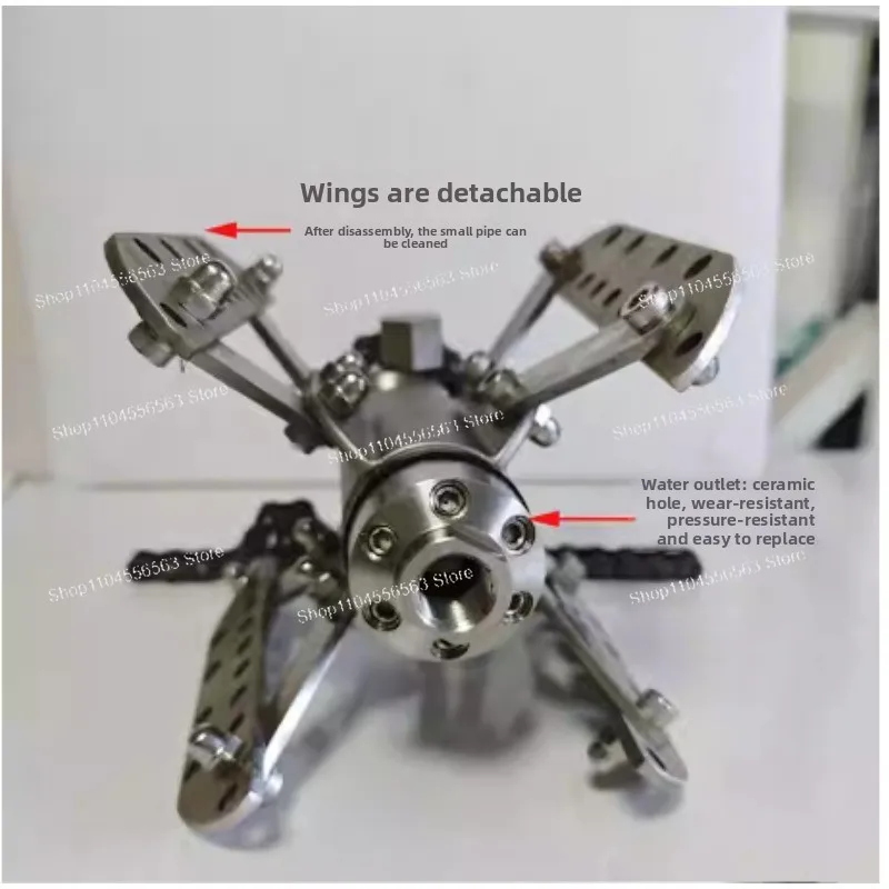 High-Efficiency 3/8 Aircraft Wing Rotating Nozzle - 4/6 Hole Pipeline Dredging Tool with Chain for Large Pipes 135-250L/min