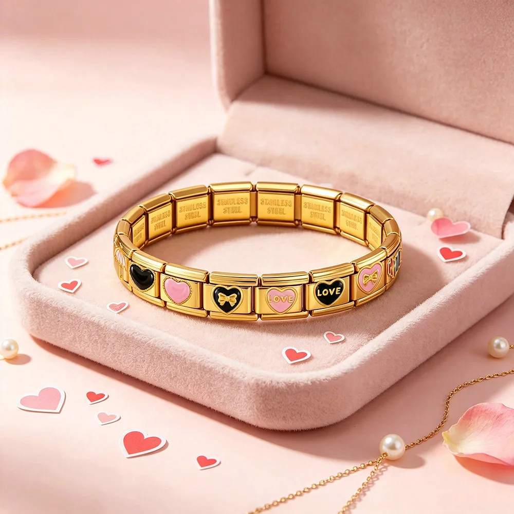 9mm Bunte Anhänger Herz Schmetterling Festival Regenschirm Lippenstift Italienisches Gliederarmband Edelstahl Damen Schmuck DIY – Detail 3