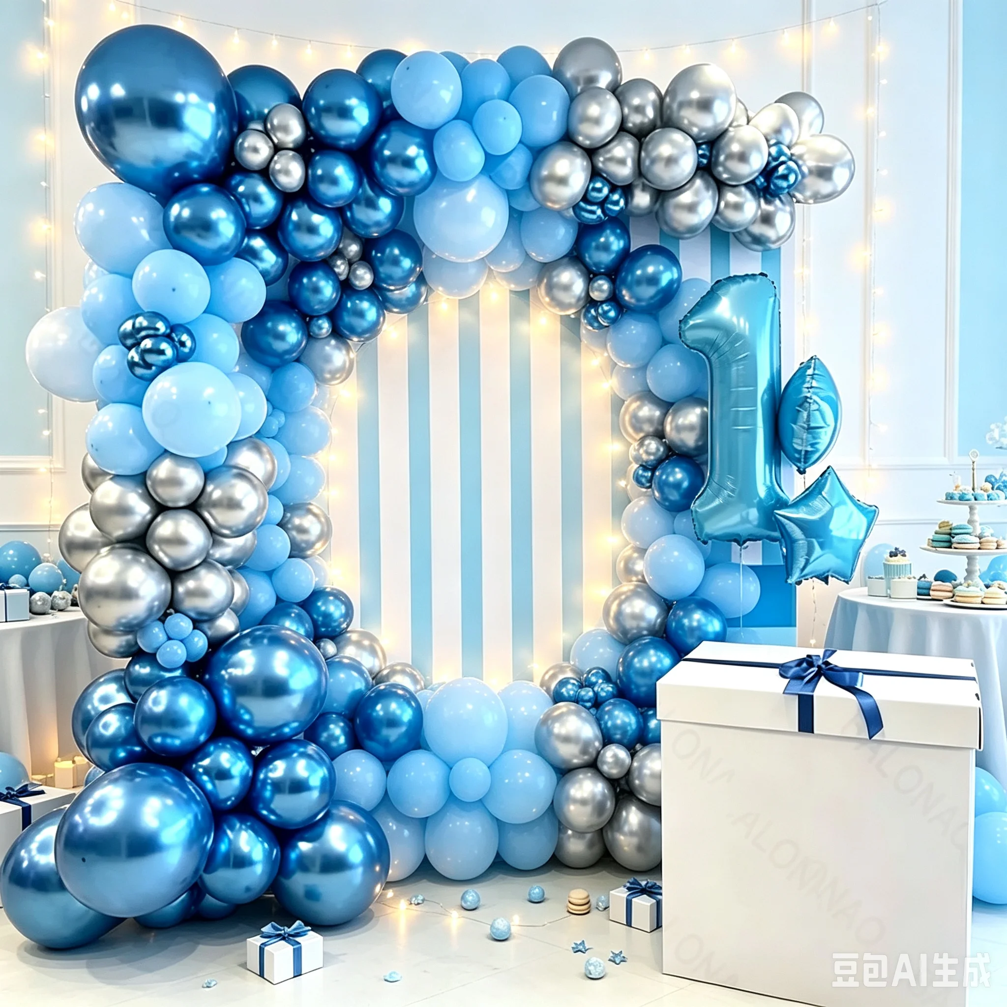 110-teiliges Boss Series 1-9 Jahre Kleine Blaue Zahlen Buntes Geburtstagsparty-Dekorations-Set Ballons Überraschungsgeschenk