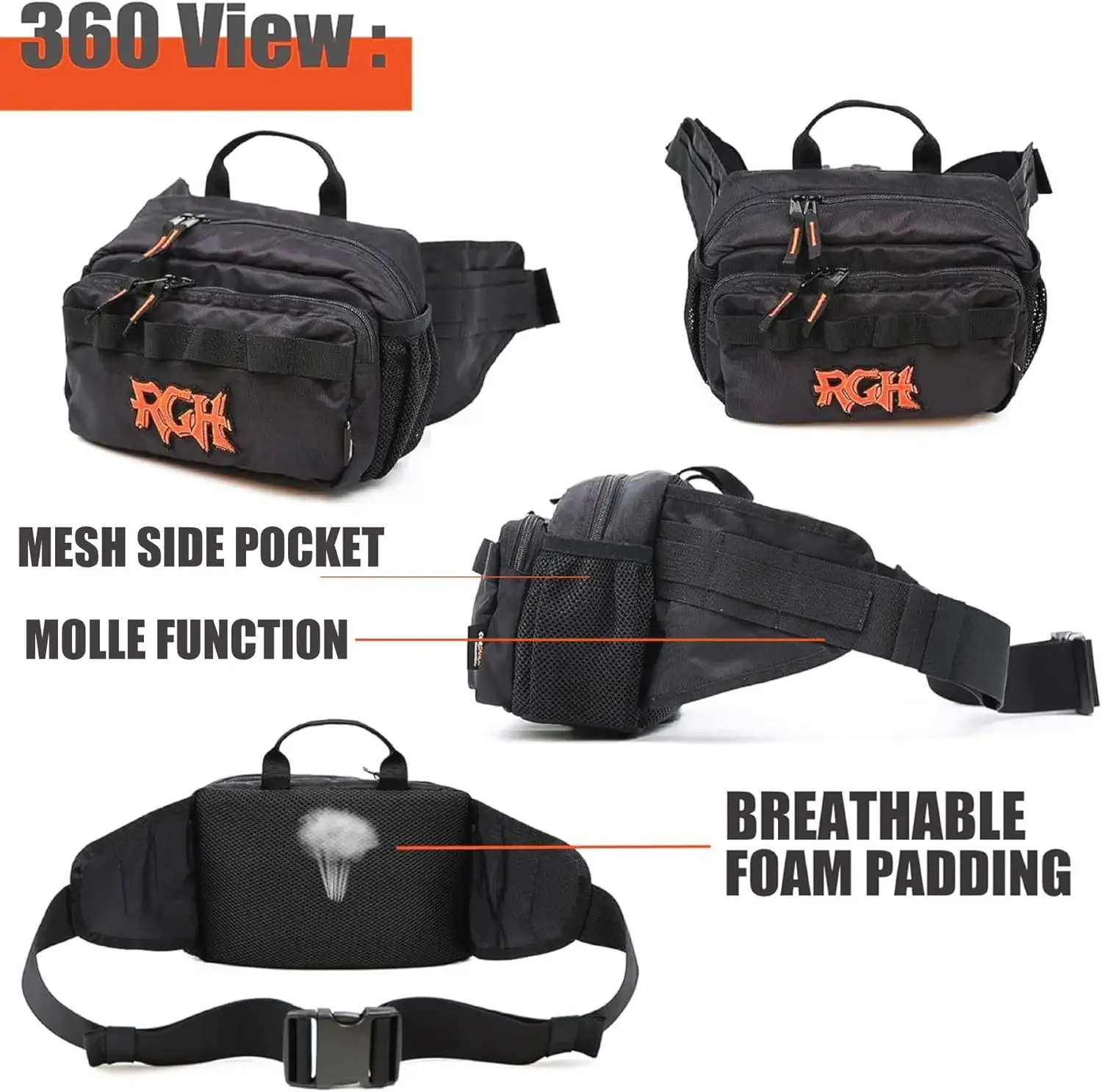 حزمة فاني تكتيكية خشنة بما فيه الكفاية للرجال، حقائب خصر عصرية عبر الجسم مع نظام مولي مقاومة للعواصف