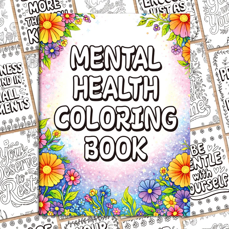 Psychological Health Coloring Book, Creative Decompression Graffiti Art Book, 32 Motivational Words, Inspirational Art Book