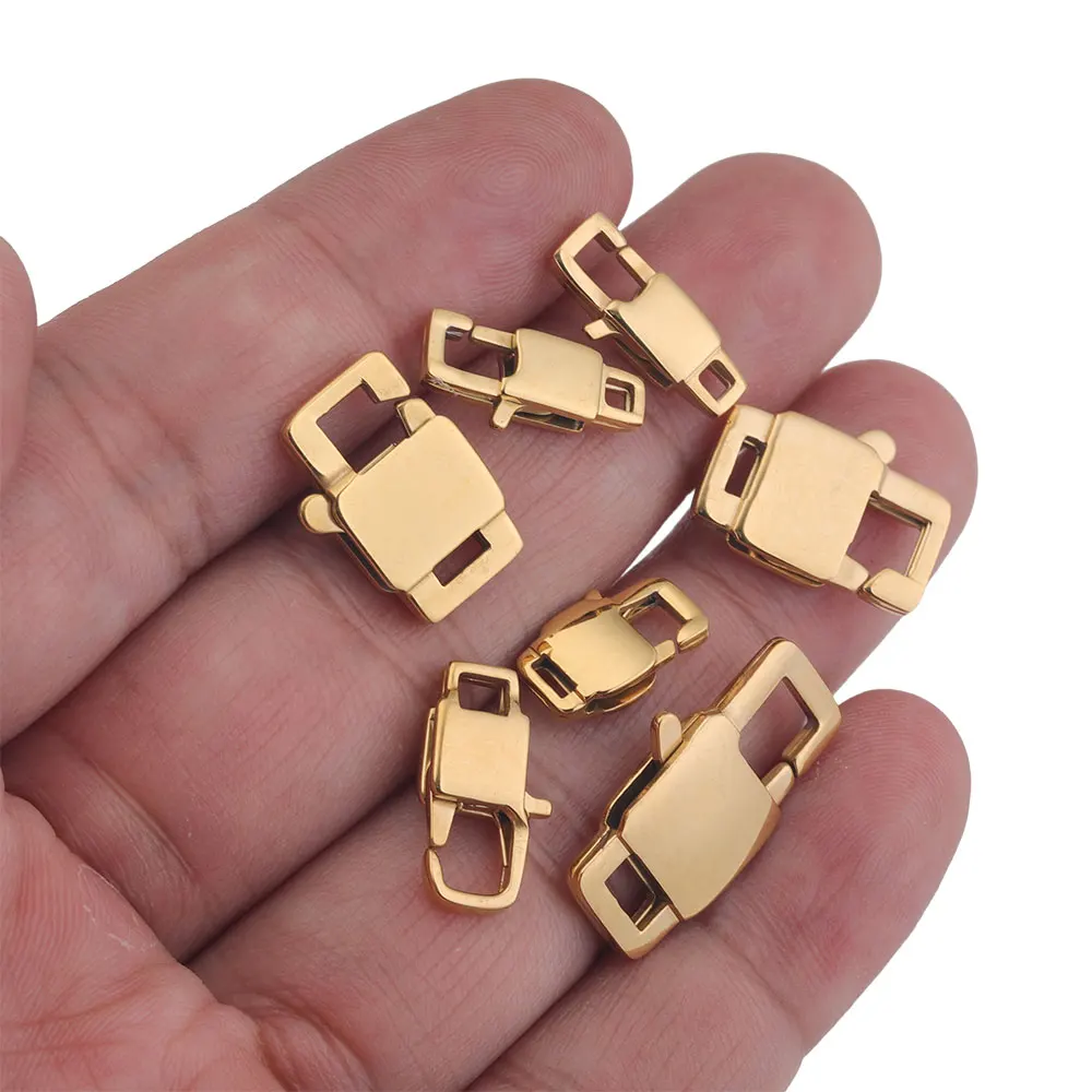 4pcs NEW Stainless Steel Square Buckle Gold Plated Lobster Clasps Hooks Connectors Necklace for DIY Jewelry Making Supplies Bulk