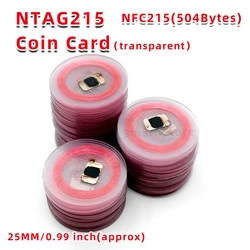 NFC NT/AG 215 코인 투명 카드, Tagmo NFC 지원 휴대폰 및 장치와 호환 가능, 13.56Mhz RFID 태그 카드