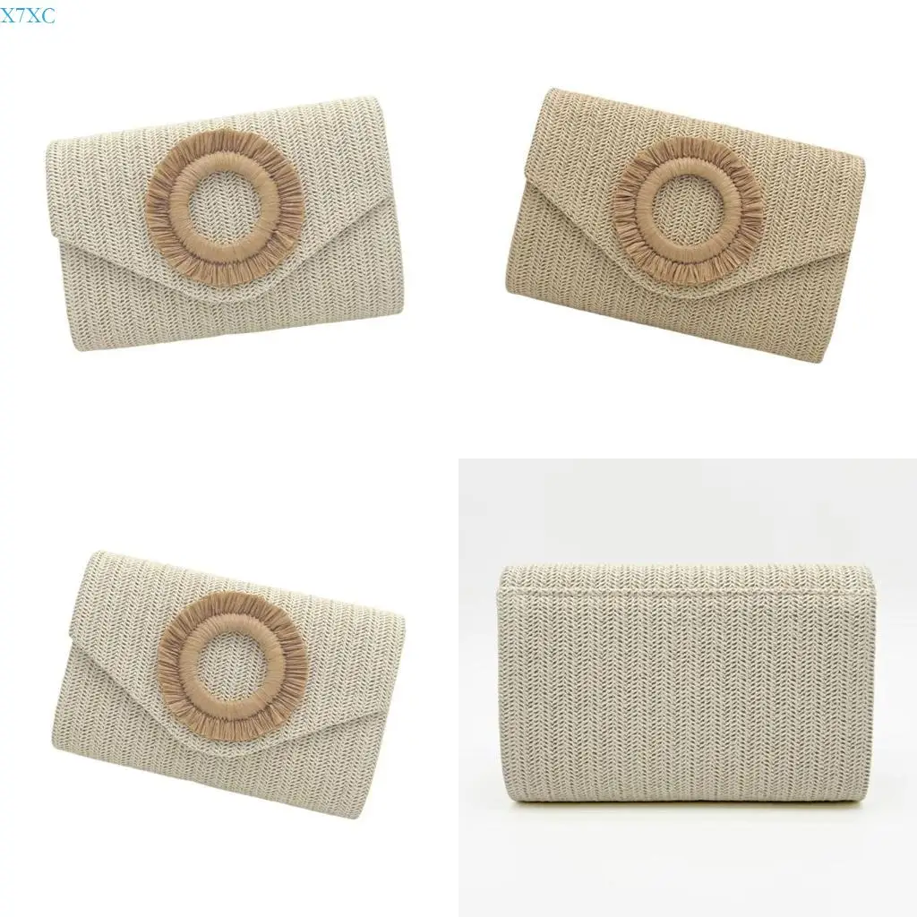 

X7XC Straw Clutch Purse for Women Envelope Bag Straw Crossbody Shoulder Bag Handbag Summer Beach Bag Woven Clutch Handbags