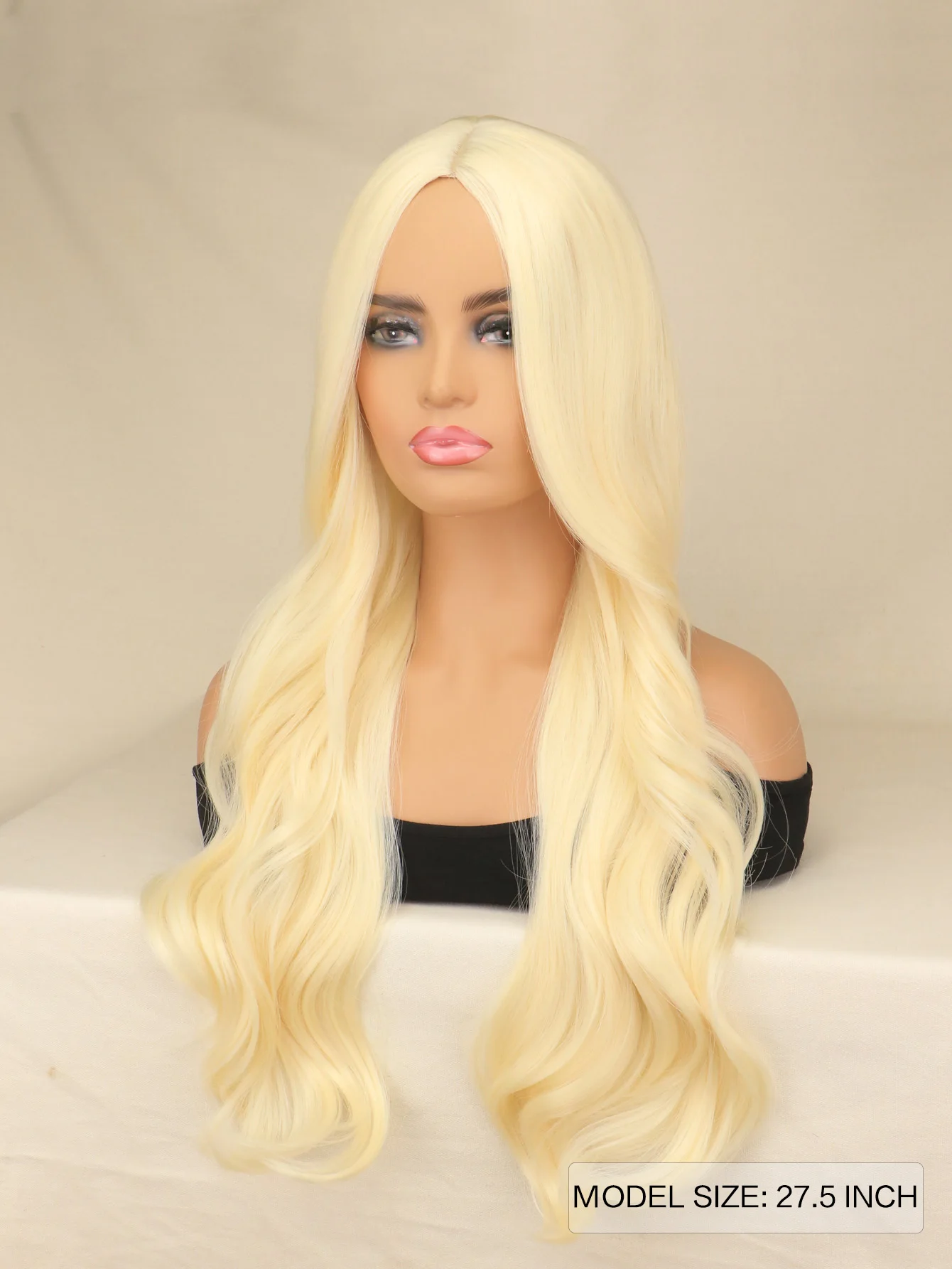 Barbie-Perruques blondes pour femmes et filles, cheveux longs bouclés, ondulés, blond clair, partie centrale, fibre synthétique, cosplay, degré de chaleur