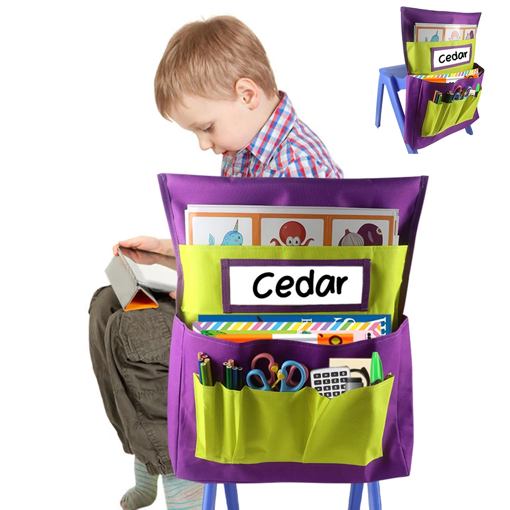 Students Seating Back Supply Large Capacity Name-Tag Card Seatback Stuff Storage Bag For Kids Toddler