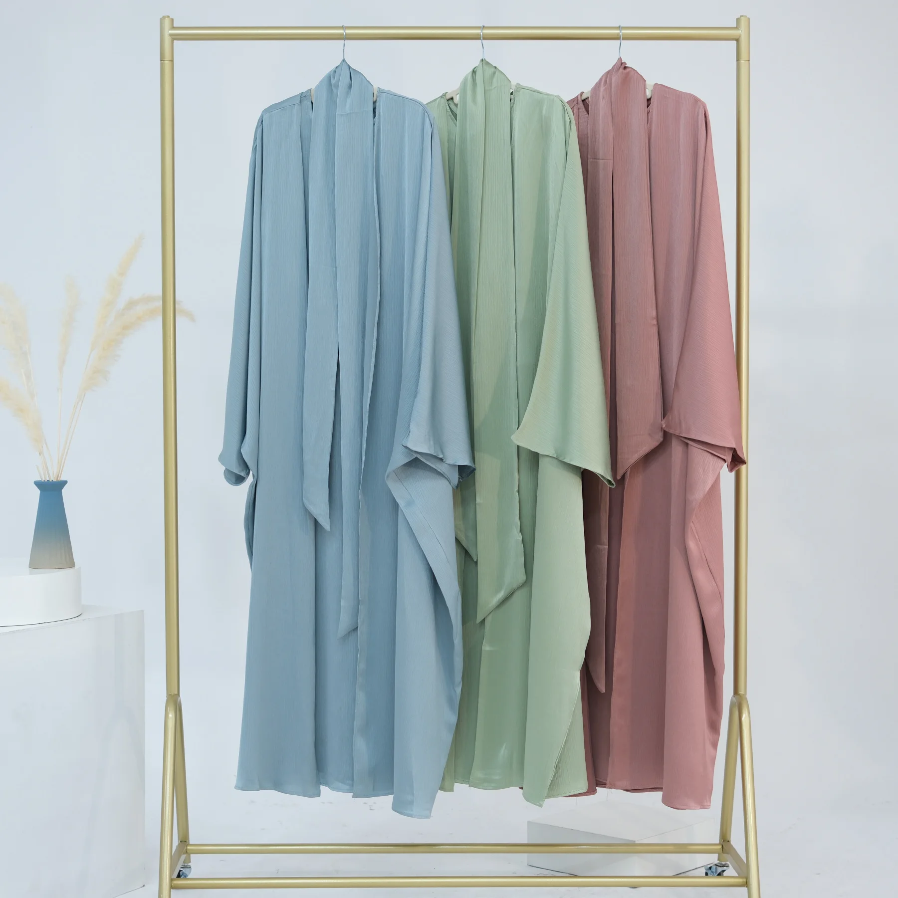 Femmes ouvert Abaya caftan dubaï turquie 2 pièces ensemble musulman Islam Robe Kimono Maroc vêtements Caftan Kebaya Jalabiya Eid costume