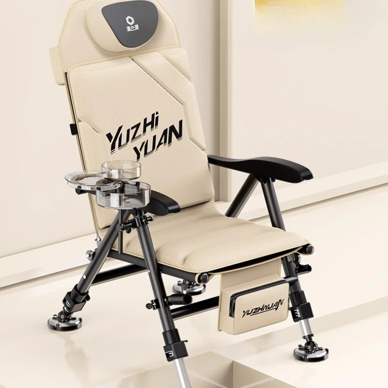 

Ergonomic Swivel Fishing Chair, Height Adjustable Folding Stool for Outdoor Angling, Heavy Duty Camping Seat with Backrest