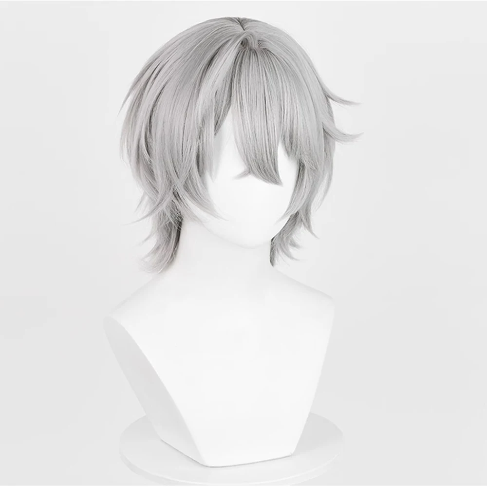 Zenless Zone Zero Wise Wig Synthetic Short Straight Grey Game Cosplay Fluffy Men Heat Resistant Wig for Daily Party