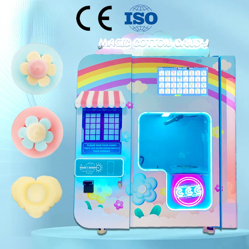 YG Customize Clean Outdoor Work Flower Party Automatic Cotton Candy Vending Hot Sale Marshmellow Making Machine for Kids