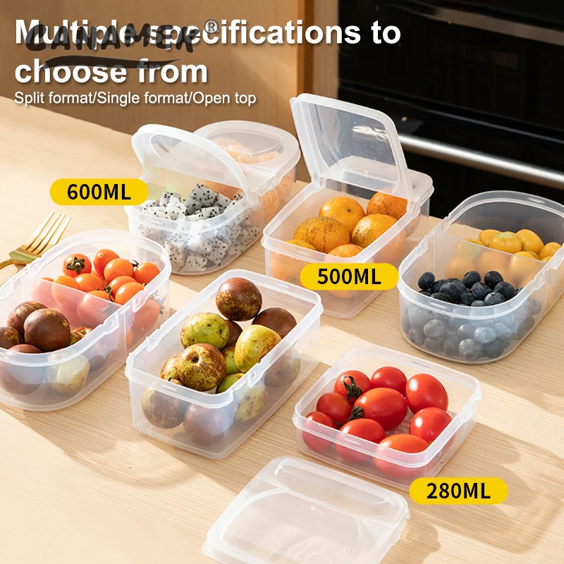 Double Compartment Covered Kitchen Food Grain Sealed Tank Multifunctional Kitchen Refrigerator Plastic Storage Fresh Box