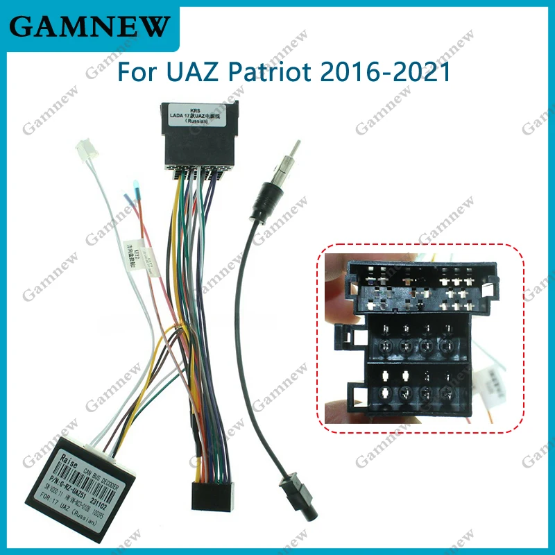 16Pin Car Wiring Harness Adapter With Canbus Box Decoder Android Radio Power Cable For UAZ Patriot 2017-2021