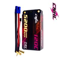 CNHL Racing Series LiHV 5200mAh 7.6V 2S 120C HV Shorty Hard Case Lipo Battery with EC3 Plug For RC Racing