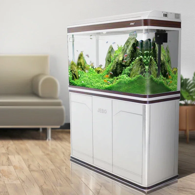 Creative Rectangular Aquarium Medium Large Office Living Room Small Desktop Water-free Fish Tank Led Light Strip Cabinet