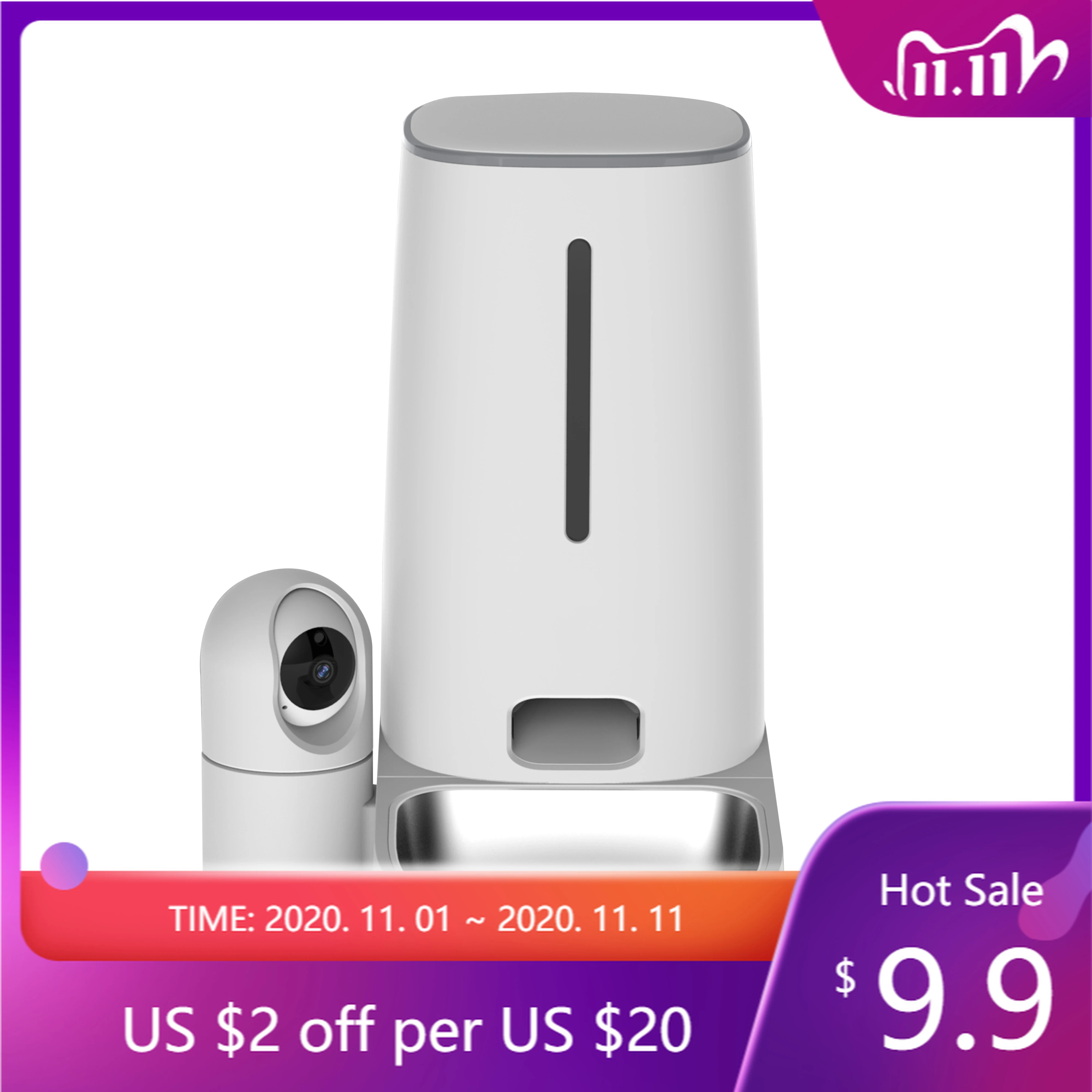 

Automatic Pet Feeder with Rotating , 4L Smart Food Dispenser for Cats & Dogs, WiFi APP Control