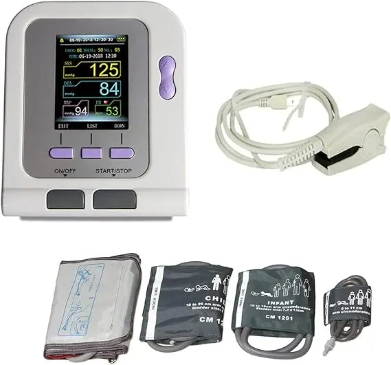CONTEC08A Automatic Digital Upper Arm Blood Pressure Monitor Adult,Child,Pediatric,Neo Cuffs (4 Cuffs) with SPO2 Probe