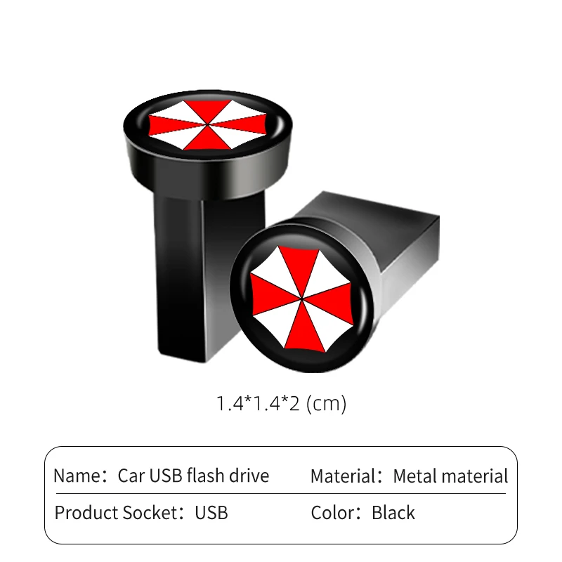 Car USB Flash Drive Mini Portable Storage Memory Drive Pen Drive For Umbrella Corporation Logo Automobiles Car Accessories