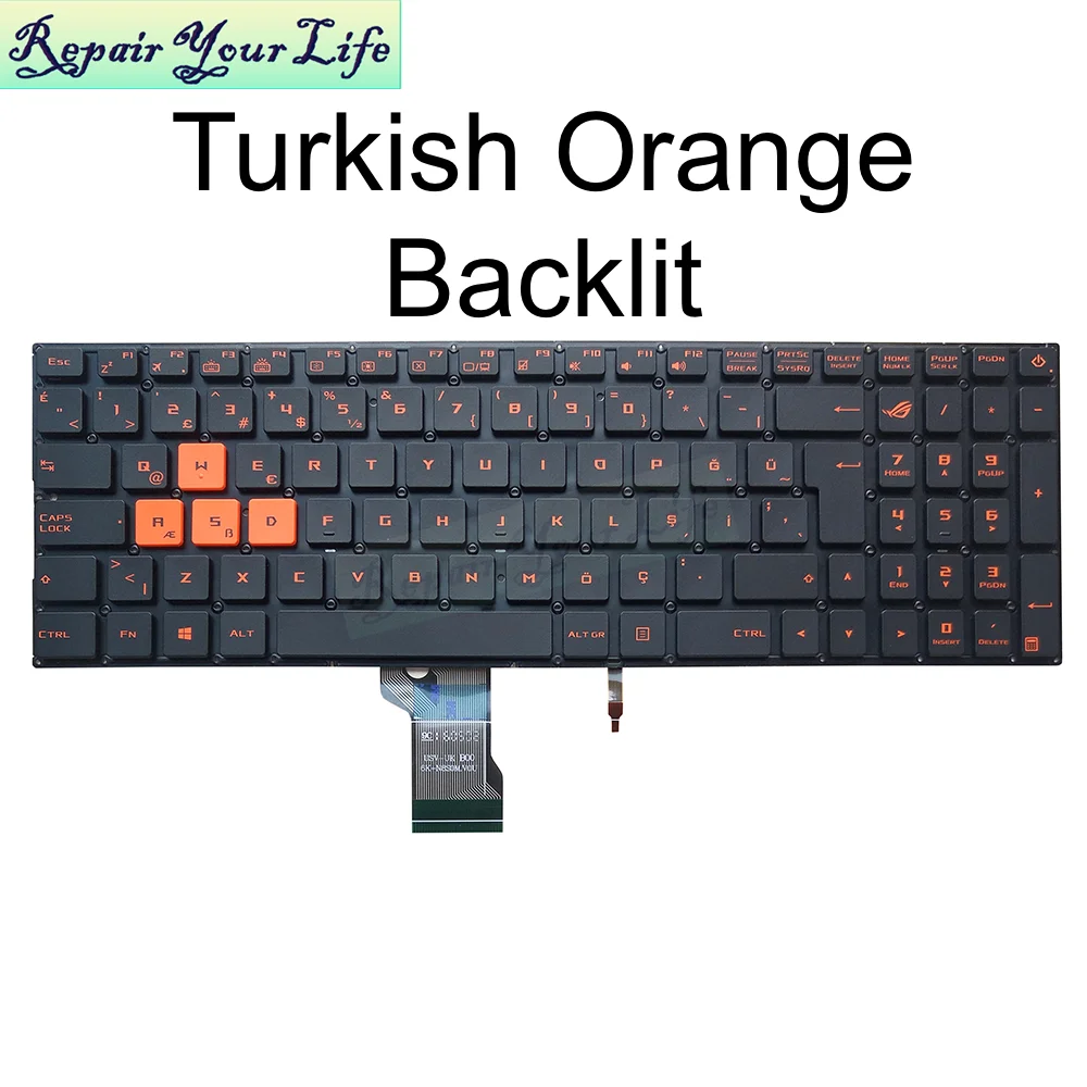 US RU TR Orange Backlit Keyboard For ASUS ROG GL502 GL502VT GL502VM GL502VS GL502VMK GL502VSK GL502VY Russian English Turkish