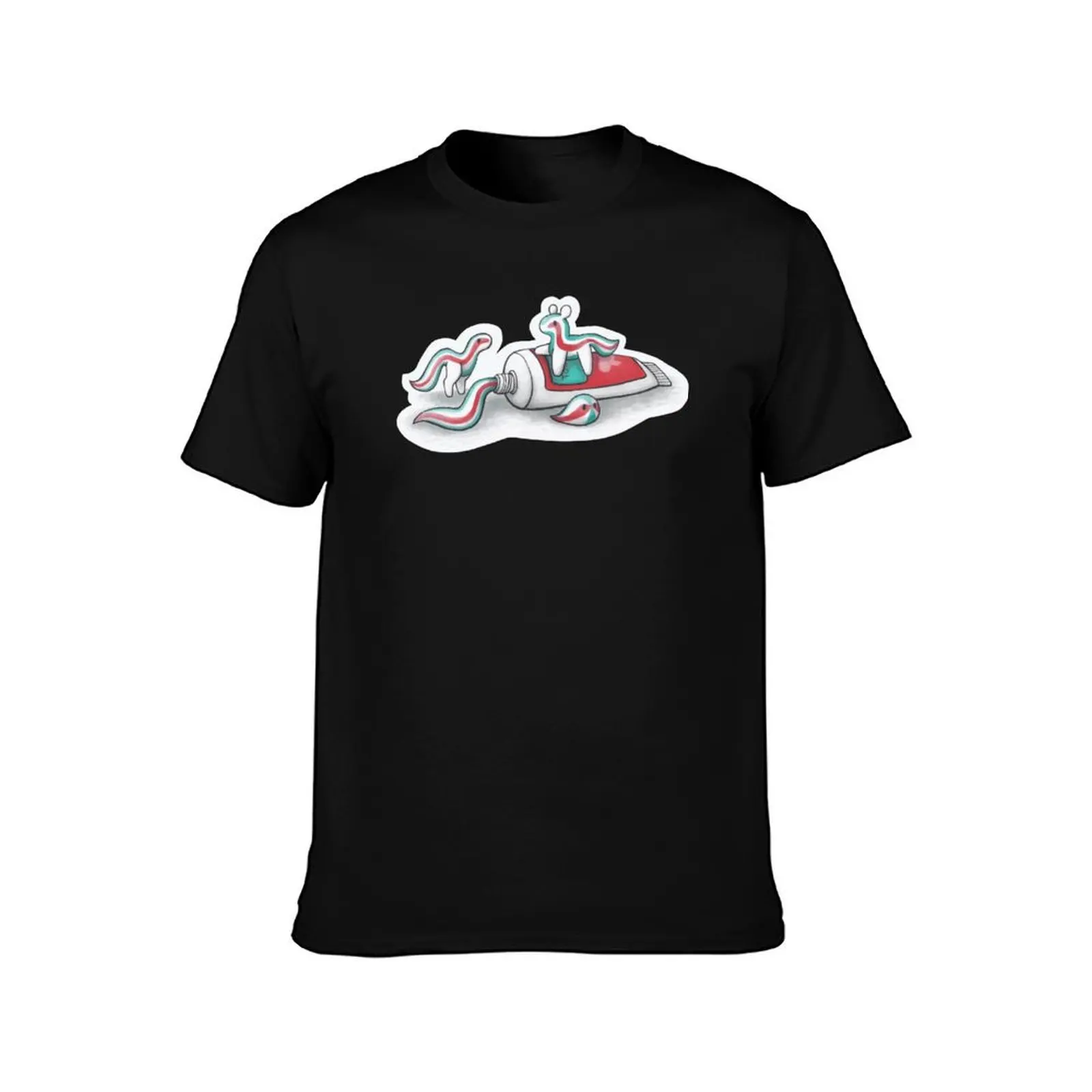 Toothpaste Critters T-Shirt, Summer Casual Cotton Tee, Oversized Streetwear Tops, Vintage Graphic Print, Loose Fit Short Sleeve