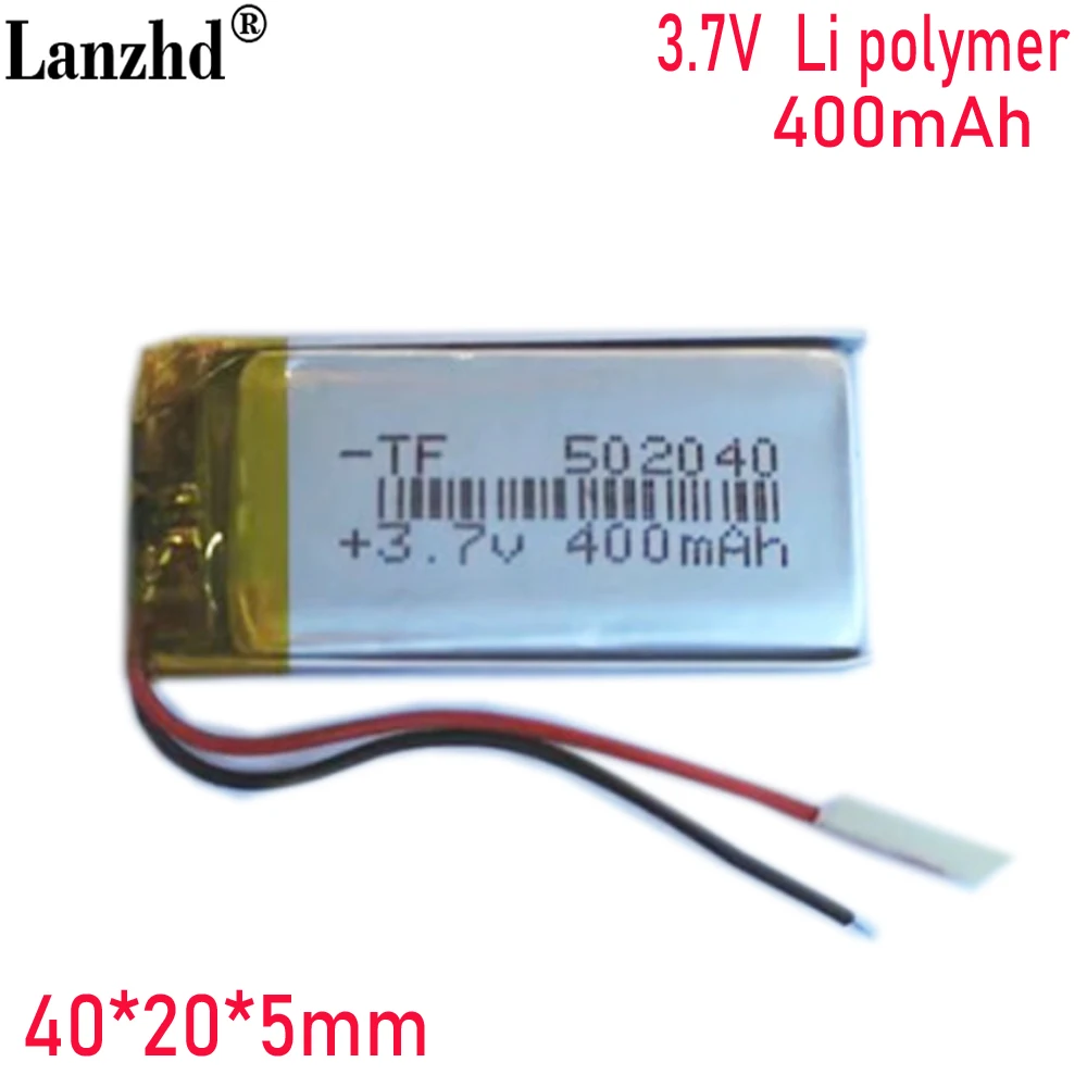 3.7V battery cell 502040 polymer lithium battery 400MAH For light shoe lamp beauty instrument driving recorder