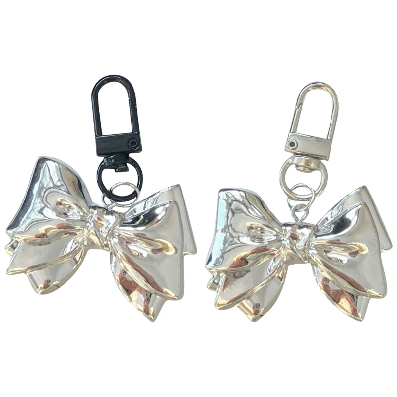 Y1UB Metal Bowknot Charm Keychains Sweet Cool Pendant Keyring Hanging Decoration