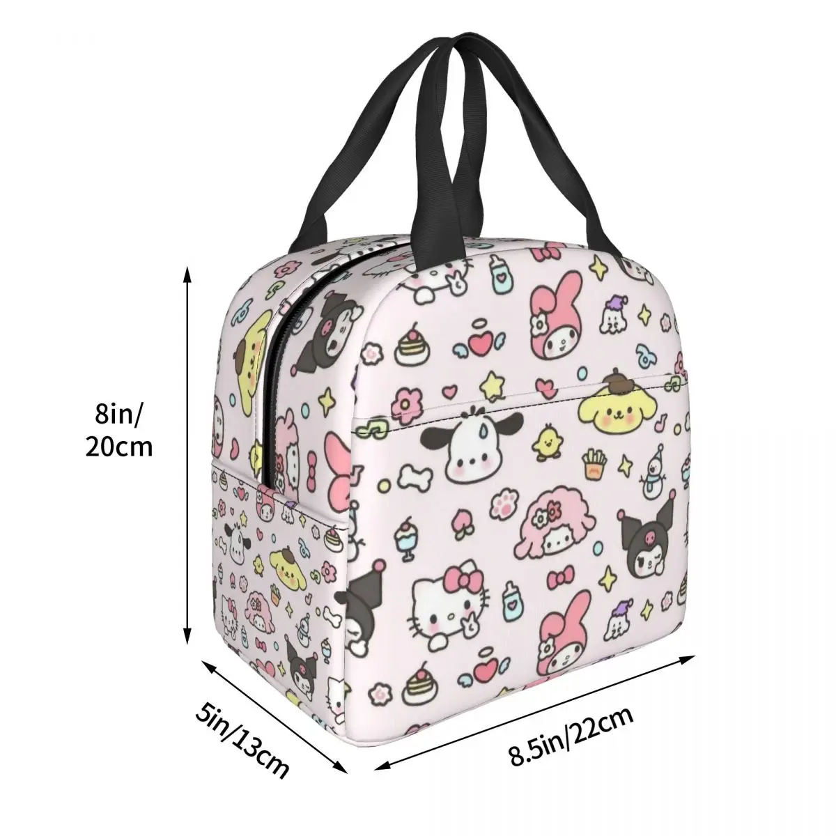 Kuromi Pochacco Pom Pom Purin Insulated Lunch Bag Large Cartoon Reusable Thermal Bag Lunch Box Tote College Picnic Food Bag